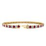 Ruby Bracelet; Ruby Tennis Bracelet; 5 Carat Ruby And Diamond Tennis Bracelet In 14 Karat Yellow Gold Image-2