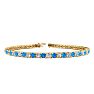 4 1/4 Carat Blue Topaz And Diamond Tennis Bracelet In 14 Karat Yellow Gold, 6 1/2 Inches Image-1