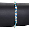 5 Carat Blue Topaz And Diamond Tennis Bracelet In 14 Karat Yellow Gold, 7 1/2 Inches
 Image-5