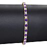 3 1/2 Carat Amethyst And Diamond Tennis Bracelet In 14 Karat Yellow Gold, 6 1/2 Inches Image-5