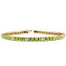 4 1/4 Carat Peridot And Diamond Alternating Tennis Bracelet In 14 Karat Yellow Gold, 7 1/2 Inches Image-1