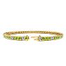 4 1/4 Carat Peridot And Diamond Alternating Tennis Bracelet In 14 Karat Yellow Gold, 7 1/2 Inches Image-2