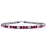 Ruby Bracelet; Ruby Tennis Bracelet; 5 Carat Ruby And Diamond Alternating Tennis Bracelet In 14 Karat White Gold Image-1