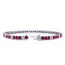 Ruby Bracelet; Ruby Tennis Bracelet; 5 Carat Ruby And Diamond Alternating Tennis Bracelet In 14 Karat White Gold Image-2