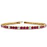 Ruby Bracelet; Ruby Tennis Bracelet; 5 Carat Ruby And Diamond Alternating Tennis Bracelet In 14 Karat Yellow Gold Image-1