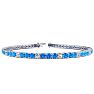 5 1/2 Carat Blue Topaz And Diamond Alternating Tennis Bracelet In 14 Karat White Gold, 8 Inches Image-1