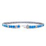 5 1/2 Carat Blue Topaz And Diamond Alternating Tennis Bracelet In 14 Karat White Gold, 8 Inches Image-2