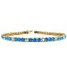 5 Carat Blue Topaz And Diamond Alternating Tennis Bracelet In 14 Karat Yellow Gold, 7 Inches Image-1