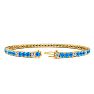 5 Carat Blue Topaz And Diamond Alternating Tennis Bracelet In 14 Karat Yellow Gold, 7 Inches Image-2