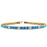 5 1/2 Carat Blue Topaz And Diamond Alternating Tennis Bracelet In 14 Karat Yellow Gold, 8 Inches Image-1