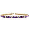 4 Carat Amethyst And Diamond Alternating Tennis Bracelet In 14 Karat Yellow Gold, 7 Inches Image-1