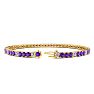 4 Carat Amethyst And Diamond Alternating Tennis Bracelet In 14 Karat Yellow Gold, 7 Inches Image-2