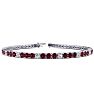Garnet Bracelet: Garnet Jewelry: 4 1/3 Carat Garnet And Diamond Alternating Tennis Bracelet In 14 Karat White Gold, 7 Inches Image-1
