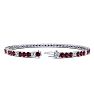 Garnet Bracelet: Garnet Jewelry: 4 1/3 Carat Garnet And Diamond Alternating Tennis Bracelet In 14 Karat White Gold, 7 Inches Image-2