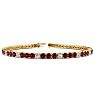 Garnet Bracelet: Garnet Jewelry: 4 Carat Garnet And Diamond Alternating Tennis Bracelet In 14 Karat Yellow Gold, 6 1/2 Inches Image-1