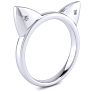 Diamond Accent Cat Ears Ring In White Gold Over Sterling Silver Image-2