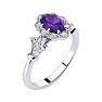 3/4 Carat Oval Shape Amethyst and Halo Diamond Vintage Ring In 14 Karat White Gold Image-2