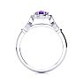 3/4 Carat Oval Shape Amethyst and Halo Diamond Vintage Ring In 14 Karat White Gold Image-3