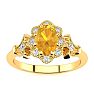 1 Carat Oval Shape Citrine and Halo Diamond Vintage Ring In 14 Karat Yellow Gold Image-1