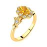 1 Carat Oval Shape Citrine and Halo Diamond Vintage Ring In 14 Karat Yellow Gold Image-2