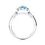 1 Carat Oval Shape Blue Topaz and Halo Diamond Vintage Ring In 14 Karat White Gold Image-3