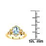 Aquamarine Ring: Aquamarine Jewelry: 1 Carat Oval Shape Aquamarine and Halo Diamond Vintage Ring In 14 Karat Yellow Gold Image-5