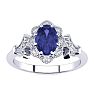 1 Carat Oval Shape Tanzanite and Halo Diamond Vintage Ring In 14 Karat White Gold Image-1