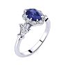 1 Carat Oval Shape Tanzanite and Halo Diamond Vintage Ring In 14 Karat White Gold Image-2