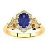 1 Carat Oval Shape Tanzanite and Halo Diamond Vintage Ring In 14 Karat Yellow Gold Image-1