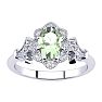 3/4 Carat Oval Shape Green Amethyst and Halo Diamond Vintage Ring In 14 Karat White Gold Image-1