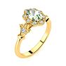 3/4 Carat Oval Shape Green Amethyst and Halo Diamond Vintage Ring In 14 Karat Yellow Gold Image-2