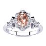 1 Carat Oval Shape Morganite and Halo Diamond Vintage Ring In 14 Karat White Gold Image-1