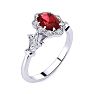 1 Carat Oval Shape Ruby and Halo Diamond Vintage Ring In 14 Karat White Gold Image-2