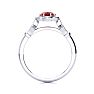 1 Carat Oval Shape Ruby and Halo Diamond Vintage Ring In 14 Karat White Gold Image-3