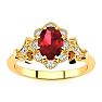 1 Carat Oval Shape Ruby and Halo Diamond Vintage Ring In 14 Karat Yellow Gold Image-1