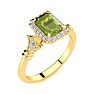 1 1/2 Carat Peridot and Halo Diamond Vintage Ring In 14 Karat Yellow Gold Image-2