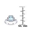 Aquamarine Ring: Aquamarine Jewelry: 1 Carat Aquamarine and Halo Diamond Vintage Ring In 14 Karat White Gold Image-5
