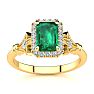 1 Carat Emerald and Halo Diamond Vintage Ring In 14 Karat Yellow Gold Image-1
