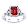 1 1/4 Carat Ruby and Halo Diamond Vintage Ring In 14 Karat White Gold Image-1