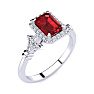 1 1/4 Carat Ruby and Halo Diamond Vintage Ring In 14 Karat White Gold Image-2
