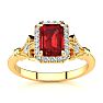 1 1/4 Carat Ruby and Halo Diamond Vintage Ring In 14 Karat Yellow Gold Image-1