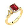 1 1/4 Carat Ruby and Halo Diamond Vintage Ring In 14 Karat Yellow Gold Image-2
