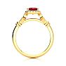 1 1/4 Carat Ruby and Halo Diamond Vintage Ring In 14 Karat Yellow Gold Image-3