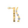 Diamond Drop Earrings: 1ct Three Diamond Curve Earrings In 14K Yellow Gold Image-1