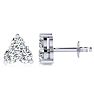 1/4ct Three Diamond Triangle Stud Earrings In 14K White Gold Image-1
