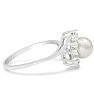 Round Freshwater Cultured Pearl and Halo Diamond Ring In 14 Karat White Gold Image-3
