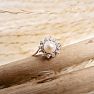 Round Freshwater Cultured Pearl and Halo Diamond Ring In 14 Karat White Gold Image-9