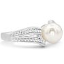 Round Freshwater Cultured Pearl and Diamond Vintage Ring In 14 Karat White Gold Image-2