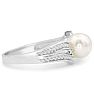 Round Freshwater Cultured Pearl and Diamond Vintage Ring In 14 Karat White Gold Image-3