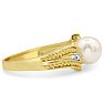 Round Freshwater Cultured Pearl and Diamond Vintage Ring In 14 Karat Yellow Gold Image-3
